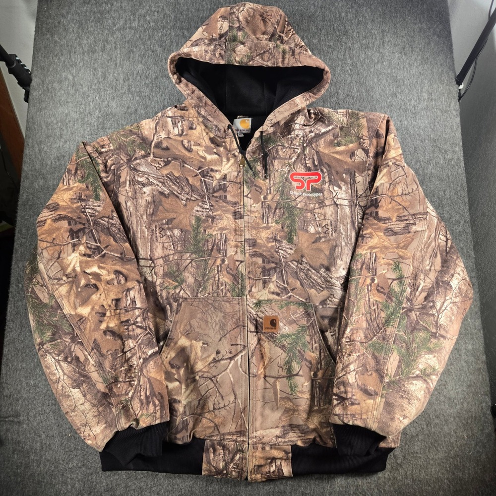 VTG Carhartt J220 Active Jacket Mens 2XL Tall RealTree Camo Thermal Lined USA
